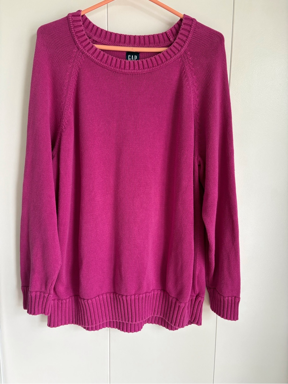 GAP Fuchsia Scoop Neck Knit Cotton Sweater